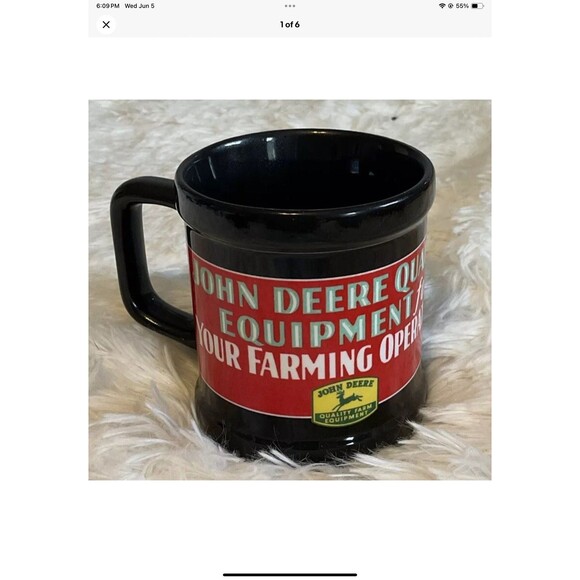 John Deere General-Purpose Farm Tractor Coffee Mug Cocoa Tea Cup Black NEW - Picture 1 of 6